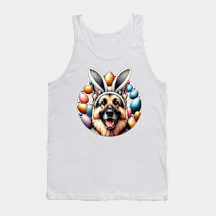 German Shepherd Dog Welcomes Easter with Bunny Ears Tank Top